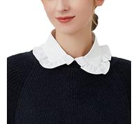 NiceYnn Detachable Victorian Pleated Lapel Shirt Collar Vintage Elegant Girls Women's False Collar Chiffon Half Shirt Blouse Mock Neck Top