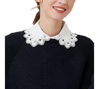 NiceYnn Detachable Victorian Pleated Lapel Shirt Collar Vintage Elegant Girls Women's False Collar Chiffon Half Shirt Blouse Mock Neck Top