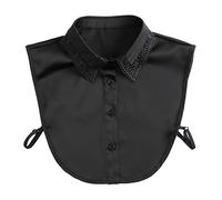 NiceYnn Detachable Victorian Pleated Lapel Shirt Collar Vintage Elegant Girls Women's False Collar Chiffon Half Shirt Blouse Mock Neck Top