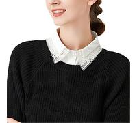 NiceYnn Detachable Victorian Pleated Lapel Shirt Collar Vintage Elegant Girls Women's False Collar Chiffon Half Shirt Blouse Mock Neck Top
