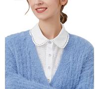 NiceYnn Detachable Victorian Pleated Lapel Shirt Collar Vintage Elegant Girls Women's False Collar Chiffon Half Shirt Blouse Mock Neck Top