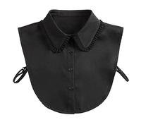 NiceYnn Detachable Victorian Pleated Lapel Shirt Collar Vintage Elegant Girls Women's False Collar Chiffon Half Shirt Blouse Mock Neck Top