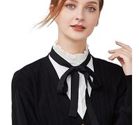 NiceYnn Detachable Vintage Elegant Stand Bowknot Shirt Collar Sweet Bow Tie Chiffon Fake Half Shirt Blouse Collar for Women Girl Office Work Dickey Tops