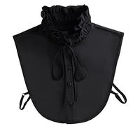 NiceYnn Detachable Vintage Elegant Stand Bowknot Shirt Collar Sweet Bow Tie Chiffon Fake Half Shirt Blouse Collar for Women Girl Office Work Dickey Tops