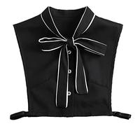 NiceYnn Detachable Vintage Elegant Stand Bowknot Shirt Collar Sweet Bow Tie Chiffon Fake Half Shirt Blouse Collar for Women Girl Office Work Dickey Tops