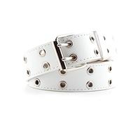 NiceYnn Double Grommet Belt with Detachable Adjustable Metal Chain PU 3.3cm | Sturdy Faux Leather Detachable Chain, Flexible Adjustment Double Eyelet Rivet Studded Punk Belt Square Buckle