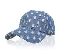 NiceYnn Embrioderied Bow Knot Baseball Cap, Sequin Distressed Hole Denim Baseball Cap, Peak Cap Snapback Hat Sun UV Protection Hat Adjustable Outdoor Sports Casual Hip Top Trucker Dad Hats