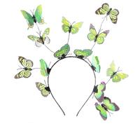NiceYnn Fascinators Butterfly Headband, Simulation 3D Butterfly Hairband Bride Fairy Elf Crown Headpiece Party Festival Colorful Hair Accessories for Women Girls Wedding Party Props Green