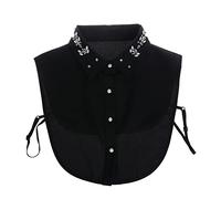 NiceYnn Fashion Pearl Rhinestone Fake Dickey Collar, Detachable Adjustable Chiffon Half Shirt Blouse Top False Collar for Women Girls Black