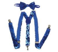 NiceYnn Glitter Braces and Bow Tie Set, Sparkling Sequin Pre-tied Bowtie & Adjustable Y Back Elastic Suspenders for Men Bachelor Dance Hen Night Party Carnival Christmas Fancy Dress Stage Show