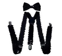 NiceYnn Glitter Braces and Bow Tie Set, Sparkling Sequin Pre-tied Bowtie & Adjustable Y Back Elastic Suspenders for Men Bachelor Dance Hen Night Party Carnival Christmas Fancy Dress Stage Show