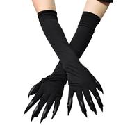 NiceYnn Halloween Paw Gloves, Scary Long Nail Ghost Witch Devil Paw Gloves, Long Gloves with Fingernails Elbow Length Cat Wolf Claw Gloves Cosplay Props for Festival Funny Party Gloves Black
