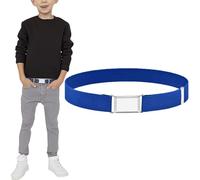 NiceYnn Kids Adjustable Elastic Belt with Silver Flat Square Buckle Strap