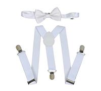 NiceYnn Kids Braces Bow Tie Set, 2.5cm Elastic Adjustable 60cm Y-Back Clip-on Suspenders, Formal Classic 9cm Pre-Tied Bowties for 1-9 years olds Boys Girls Wedding Party Fancy Dress up