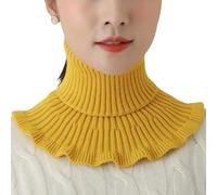 NiceYnn Knitted Turtleneck Fake Collar for Women Girls, Detachable Ruffled Mock High Neck Collar, Winter Neck Warmer Wrap Scarf Elastic Lapel False Dickey Collar for Sweater Top Cover Blouse