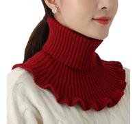 NiceYnn Knitted Turtleneck Fake Collar for Women Girls, Detachable Ruffled Mock High Neck Collar, Winter Neck Warmer Wrap Scarf Elastic Lapel False Dickey Collar for Sweater Top Cover Blouse
