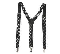 NiceYnn Mens Braces with 3 Clips - Y-Back 2.5cm Wide Adjustable Elastic Mens Suspenders Durable Suspenders Strong Metal Clips for Weddings Casual Formal Events Christmas Festival Black White Dot