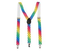 NiceYnn Mens Braces with 3 Clips - Y-Back 2.5cm Wide Adjustable Elastic Mens Suspenders Durable Suspenders Strong Metal Clips for Weddings Casual Formal Events Christmas Festival Colorful Black Dot