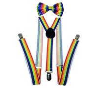 NiceYnn Men's Pre-Tied Satin Bow Tie and Braces Set, Adjustable Formal Y Back Suspenders Braces for Women Trousers with 3 Clips, Satin Tuxedo Dickey Bowtie for Wedding Business Daily-Wear