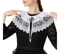 NiceYnn Princess Multilayer Lace Shawl False Collar, Detachable Mini Cape Half Shirt Blouse Fake Collar for Women Girls White Mesh Lace Flower