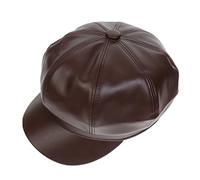 NiceYnn PU 8 Panel Newsboy Flat Cap Cabbie Baker Boy Peaked Beret Cap, Captain Sailor French Painter Peaker Sun Visor Hats Solid Coffee