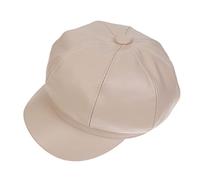 NiceYnn PU 8 Panel Newsboy Flat Cap Cabbie Baker Boy Peaked Beret Cap, Captain Sailor French Painter Peaker Sun Visor Hats Solid Beige