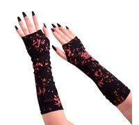 NiceYnn Punk Fingerless Long Glove, Shabby Leg Warmer Torn Ripped Gothic Arm Warmer, Stretchy Soft Fingerless Mittens Gloves, Halloween Distressed Red Bloody