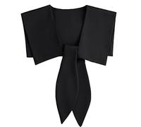 NiceYnn Shawl False Collar Court Style Detachable Mini Cape Fake Collar with Lace Up, Wide Lapel Ties Faux Collar Choker Black Navy Wind Bow