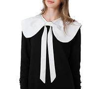 NiceYnn Shawl False Collar Court Style Detachable Mini Cape With Lace Up, Wide Lapel Ties Faux Choker White Lovely Bow Doll Collar