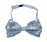 NiceYnn Shiny Sequin Bow Tie, Glitter Sparkly Bowtie, Sparkling Adjustable Pre-tied Bow ties, Glittering Clown Dicky Dance Bow Tie for Fancy Dress Costume Party Carnival Silver