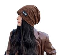 NiceYnn Slouch Beanie Hat for Men Women, Thin Chic Letter Knitted Skull Cap Chemo Cap Soft Hat Slouchy Baggy Beanie for Unisex, Flexible Classic Hip-Hop Hat Headwear Headscarf Coffee