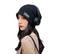 NiceYnn Slouch Beanie Hat for Men Women, Thin Chic Letter Knitted Skull Cap Chemo Cap Soft Hat Slouchy Baggy Beanie for Unisex, Flexible Classic Hip-Hop Hat Headwear Headscarf Black