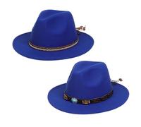NiceYnn Wide Brim Felt Panama Fedora Hat, Adjustable Removable Replaceable Hat Bands for Mens Womens Classic Classic Cowboy Wool Hats RoyalBlue