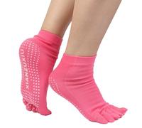 NiceYnn Women Five Toe Yoga Socks, Pilates Non Slip Cotton Socks, Full Finger Colorful Toe Anti Slip Sport Ankle Socks with Grips for Barre Dance Ballet Dance Fitness Home Workout