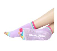NiceYnn Women Five Toe Yoga Socks, Pilates Non Slip Cotton Socks, Full Finger Colorful Toe Anti Slip Sport Ankle Socks with Grips for Barre Dance Ballet Dance Fitness Home Workout