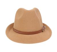 NiceYnn Women Men Wool Panama Hat Curl Brim Jazz Fedoras Gangster Trilby Derby Party Church Hat, Homburg 1920S Vintage Manhattan Felt Cap Camel & Belt