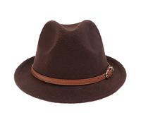 NiceYnn Women Men Wool Panama Hat Curl Brim Jazz Fedoras Gangster Trilby Derby Party Church Hat, Homburg 1920S Vintage Manhattan Felt Cap Coffee & Belt