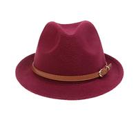 NiceYnn Women Men Wool Panama Hat Curl Brim Jazz Fedoras Gangster Trilby | Movable Detachable Replaceable Decor Strap Derby Party Church Hat, Homburg 1920S Vintage Manhattan Felt Cap For Travel Casual