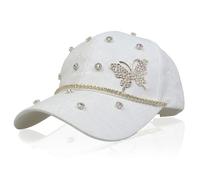 NiceYnn Women Print Flower Rhinestone Butterfly Baseball Hat, Charm Girls Sun Hat,Pre-Curved Bill Snapback Cap Casual Outdoor Sports Golf Visor, Adjustable One Size