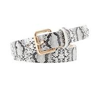 NiceYnn Women’s Skinny PU Snake Belt Retro Leather Punk Rock Leopard Belts for Jeans Dress Pants with Gold Square Pin Buckle Halloween Costume White