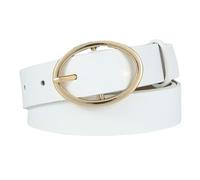 NiceYnn Women Vintage Leather Belt With Classic Oval Gold Buckle, Ladies Skinny Waist Belt for Dresses Jeans Pants Western Cowgirl Waistband Formal Casual Belt White