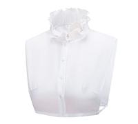 NiceYnn Women's Detachable Ruffles Stand Collar False Half Shirt Blouse Dickey Collar Victorian Collar Mock Neck Top for Sweaters Collarless Dress, White Double Ruffles #D, One Size
