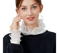 NiceYnn Women's Detachable Ruffles Stand Collar False Half Shirt Blouse Dickey Collar Victorian Collar Mock Neck Top for Sweaters Collarless Dress