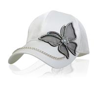 NiceYnn Womens Embrioderied Butterfly Bling Studded Rhinestone Baseball Hat, Girls Flower Peak Cap Sun Snapback Hat Adjustable Casual Pre-Curved Trucker Hip Top Hat