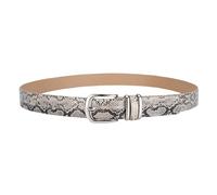 NiceYnn Women's Skinny Leather Snake Belts for Jeans Dresses Fashion Retro Vintage Alloy Silver Pin Buckle Ladies Leopard Thin Casual Waist Belt Beige