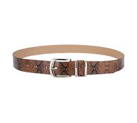 NiceYnn Women's Skinny Leather Snake Belts for Jeans Dresses Fashion Retro Vintage Alloy Silver Pin Buckle Ladies Leopard Thin Casual Waist Belt Brown
