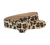 NiceYnn Womens Waist Belts Without Hole and Pin - Slim PU Leather Round Alloy Buckle Adjustable 3cm Wide Dress Belts for Jeans Dresses Pants Coat Leopard