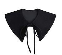NiceYnn Wool Shawl False Collar Neck Warmer, PU Detachable Mini Cape Dickey Fake Collar for Sweaters Collarless Clothes Black Woolen Pointed Collar