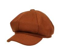 NiceYnn Wool Women Newsboy Hat 8 Panel Baker Boy Cap Warm Beret Cabbie Flat Cap Peaked Beanies Sailor Fiddler Caps Solid Orange