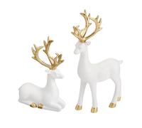 Niceyoeuk 2Pcs Christmas Reindeer Figurines Sitting and Standing Deer Statues Xmas Deer Statue for Home Office Decoration Ornament (White, One Size)